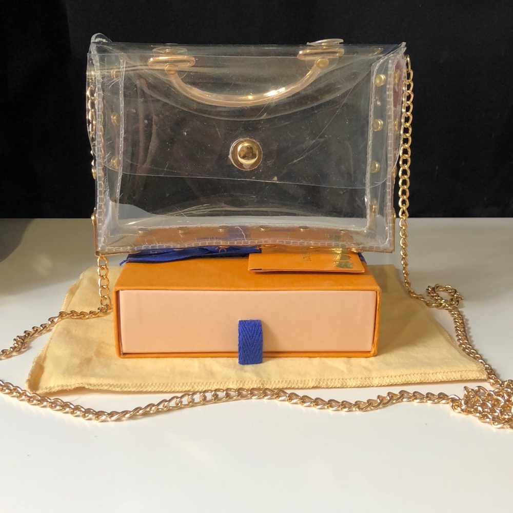 Clear crossbody purse with long chain